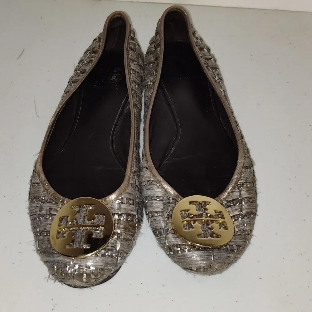 Tory Burch Woven Rattan Reva Flats size 8